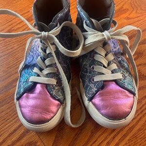 Sparkly Kids High-Top Sneakers - Pink and Blue